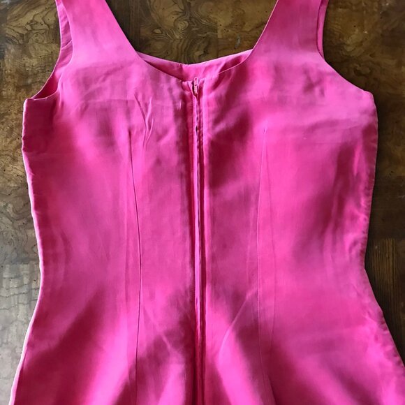 Vintage 80's Silk Pencil Dress Rose Pink Cocktail Party Evening Minimali… - Picture 4 of 7